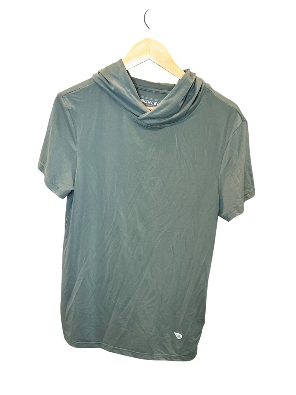 Burlebo Men's Performance Sage Green Short Sleeve Hoodie NWT Size S UPF 50